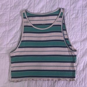 american eagle striped lettuce cropped tank